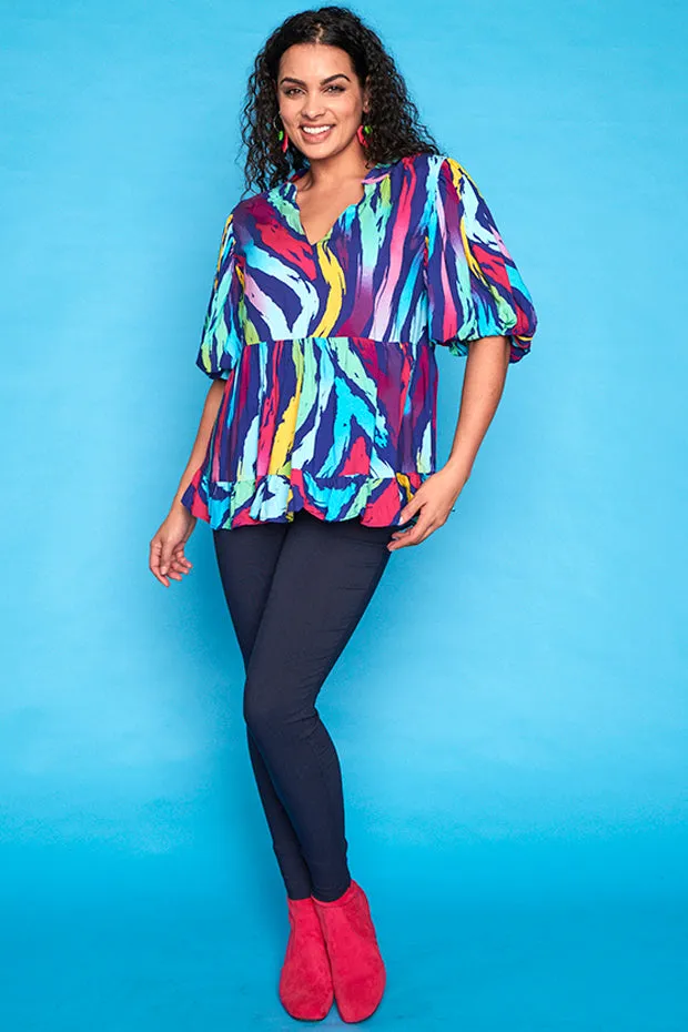 Monte Rainbow Zebra Blouse