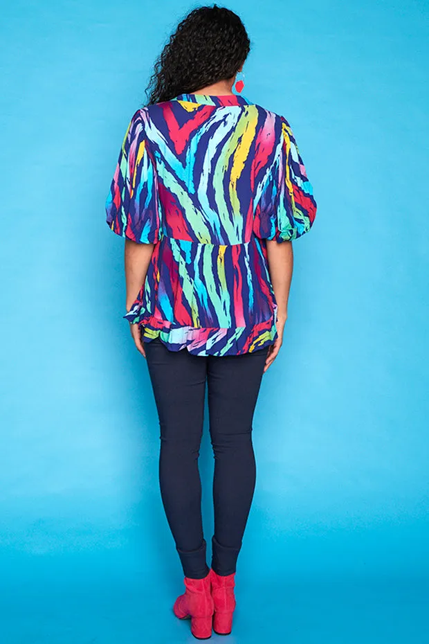 Monte Rainbow Zebra Blouse