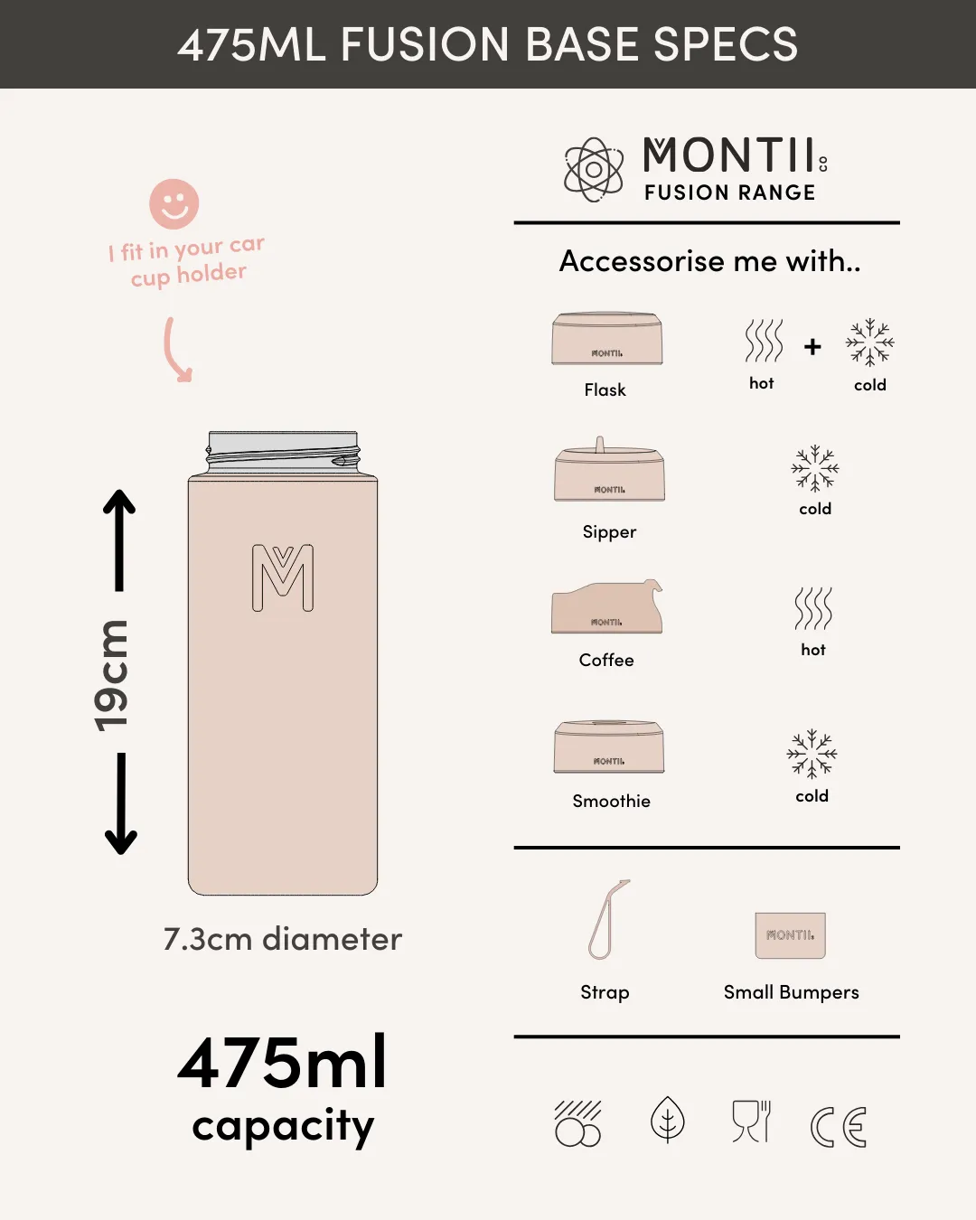 MontiiCo Universal Insulated Base 475ml - Camellia