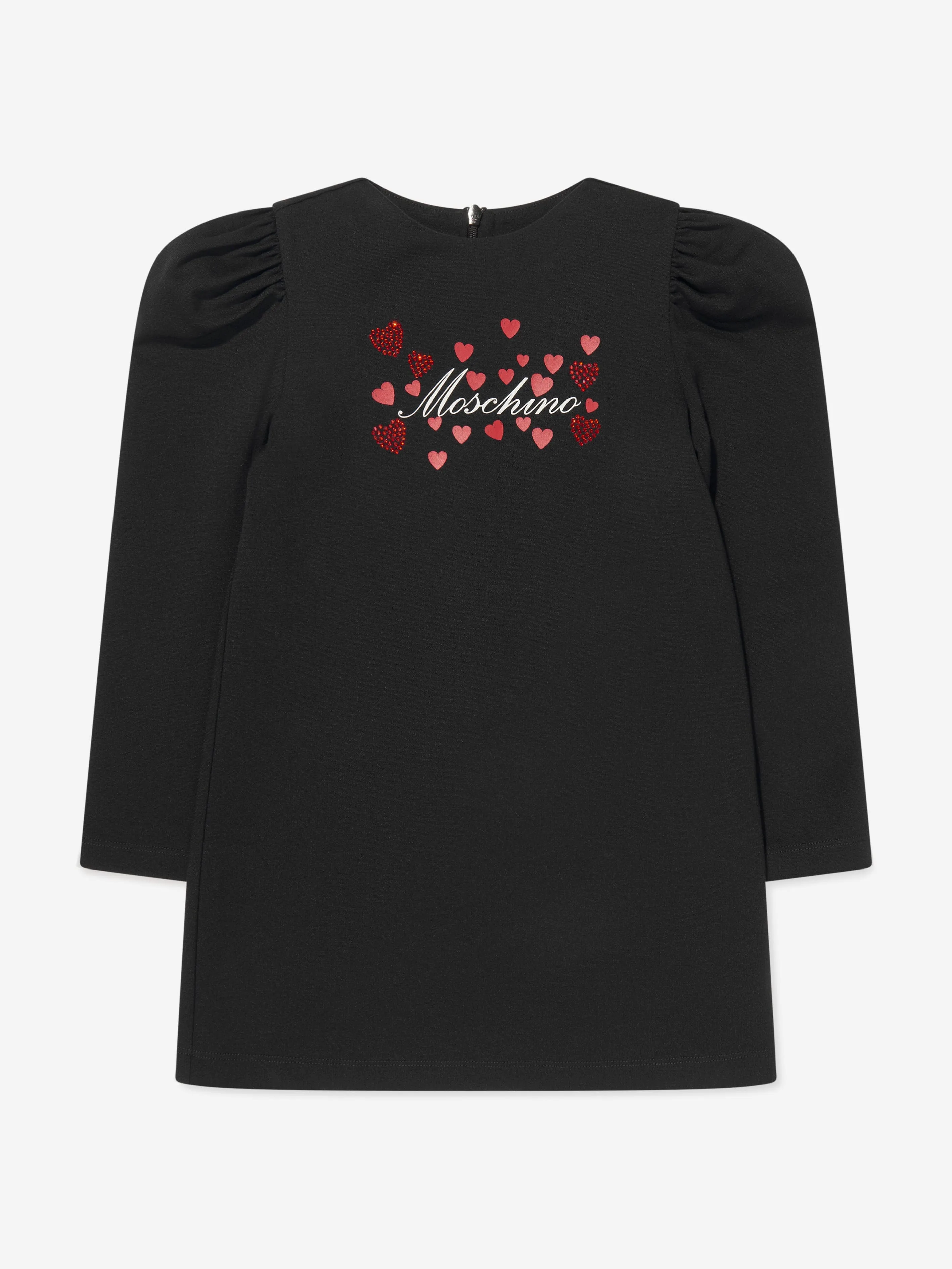 Moschino Girls Hearts Logo Dress in Black