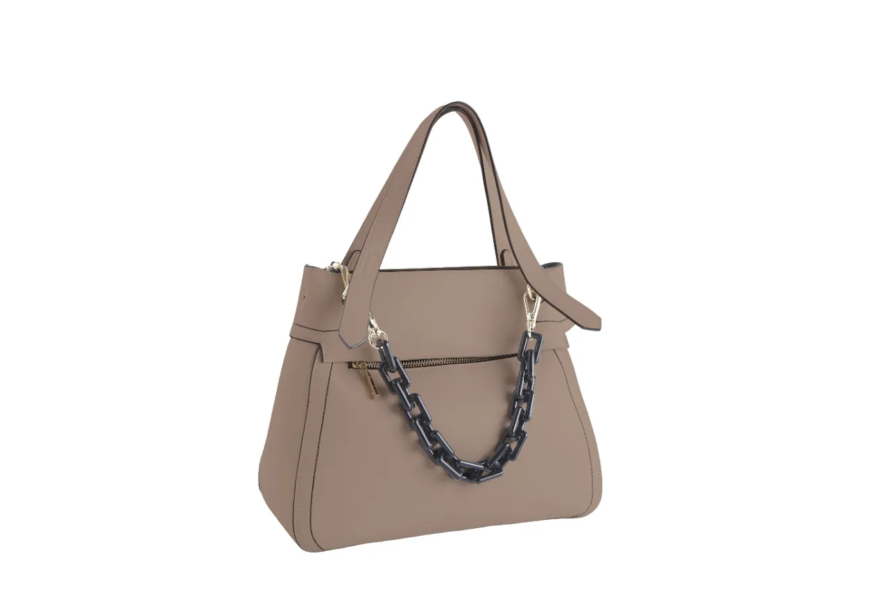 NataliePu05S Taupe Pu Satchel