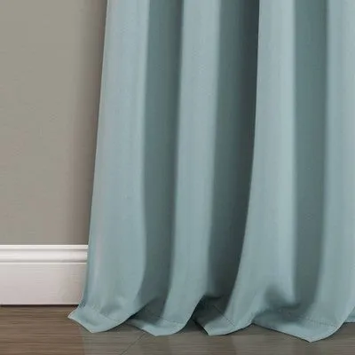 New - Set of 2 (95"x52") Insulated Knotted Tab Top Blackout  Window Curtain Panels Blue - Lush Décor