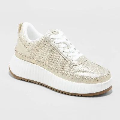 New - Universal Thread Women's Low Top Lace-Up Sneakers Memory Foam Insole Woven