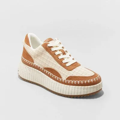 New - Universal Thread Women's Low Top Lace-Up Sneakers Memory Foam Insole Woven