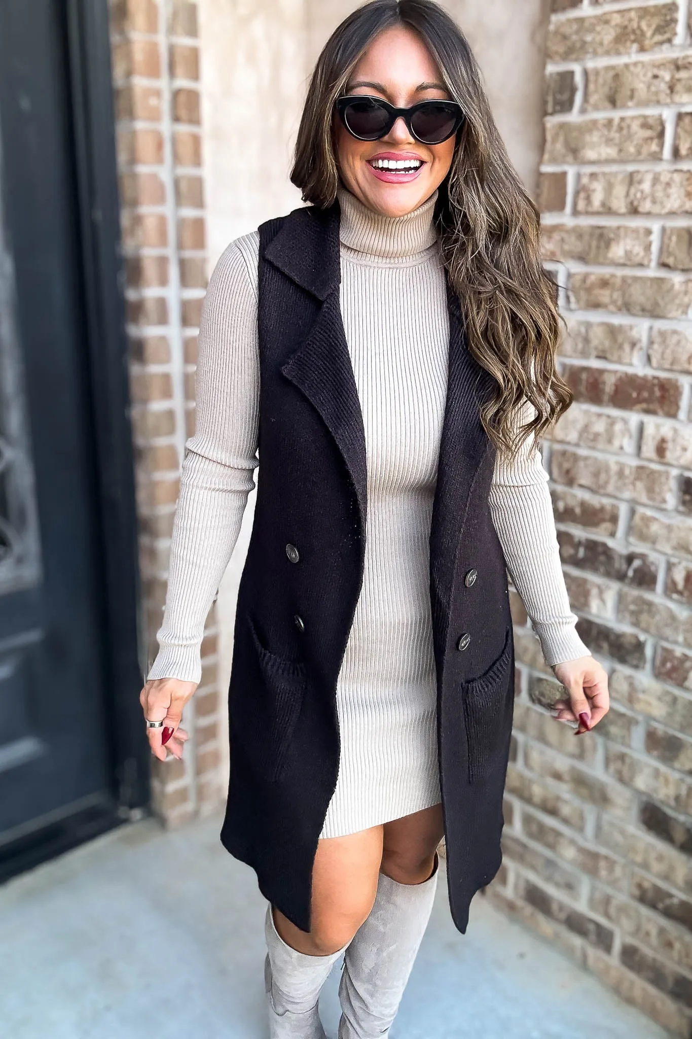 Oh So Bold Heather Taupe Sweater Dress