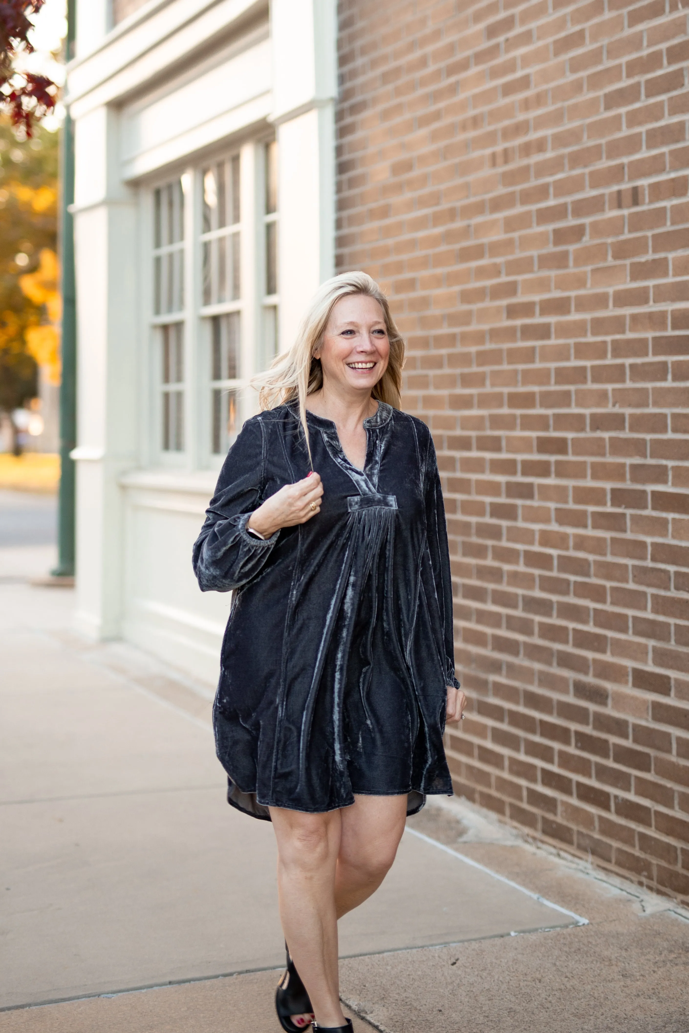 On The Move Velvet Babydoll Dress