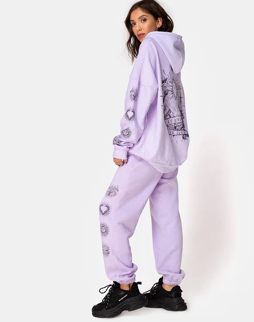 Oversize Hoody in Lilac 'All Of My Bones'