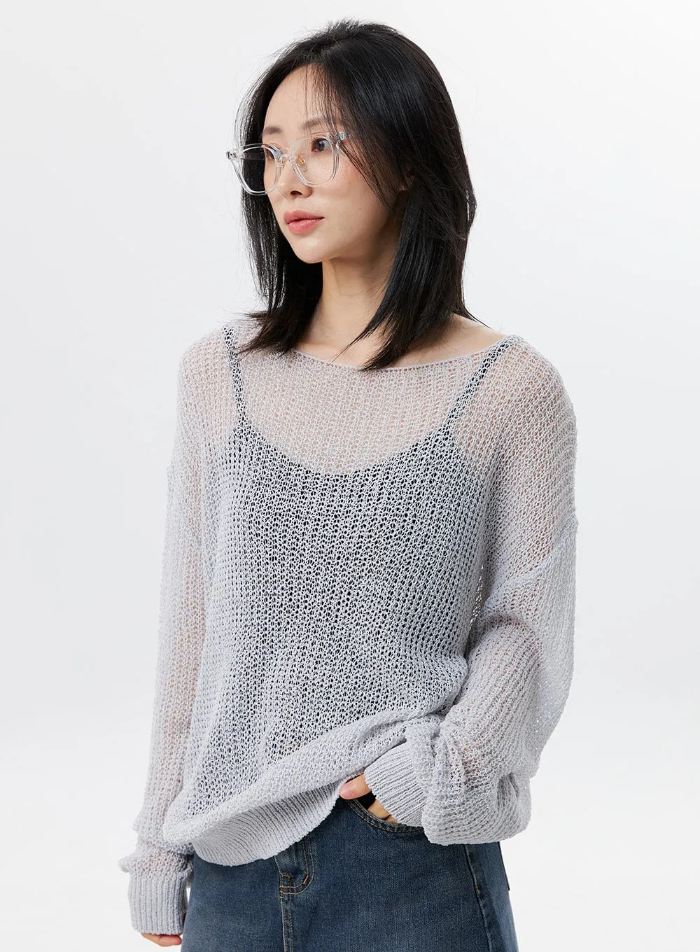 Oversized Mesh Sweater OL328