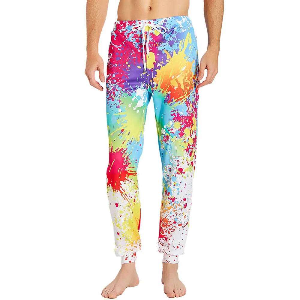 Paint Splatter White Funny Joggers