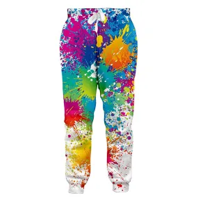 Paint Splatter White Funny Joggers