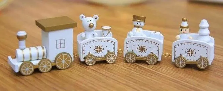 Painted Christmas Wood Train