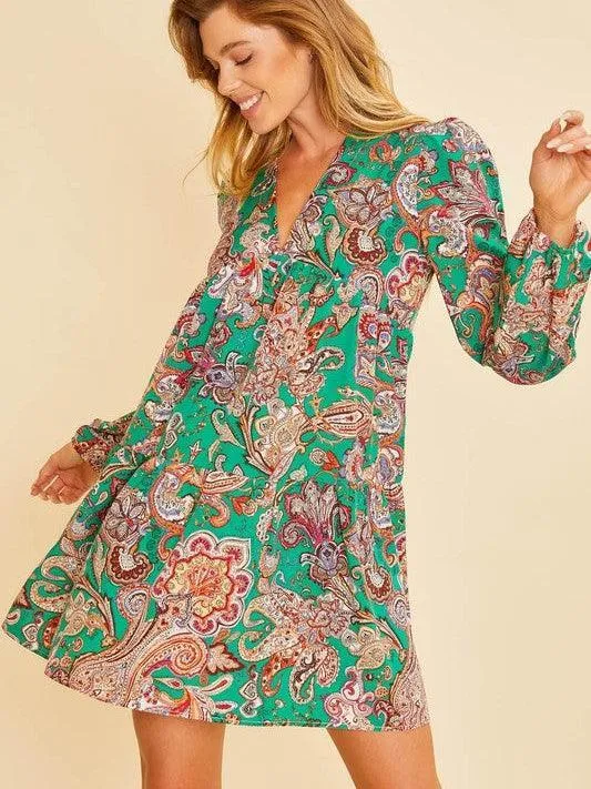 Paisley Pizazz Tiered Babydoll Dress