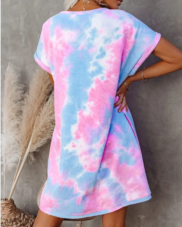 Pastels Cotton Tie Dye Sweatshirt Dress