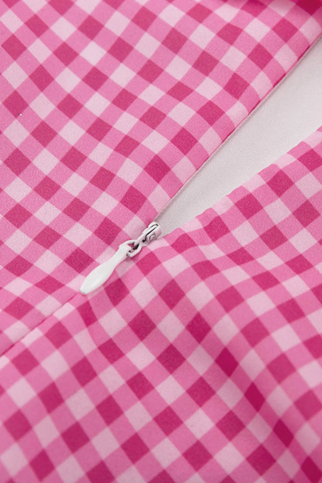 Pink Plaid Lapel A-Line Babydoll Dress