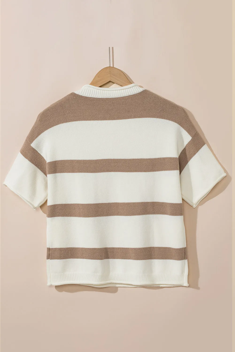 Pink Stripe Drop Sleeve Lightweight Knitted Top