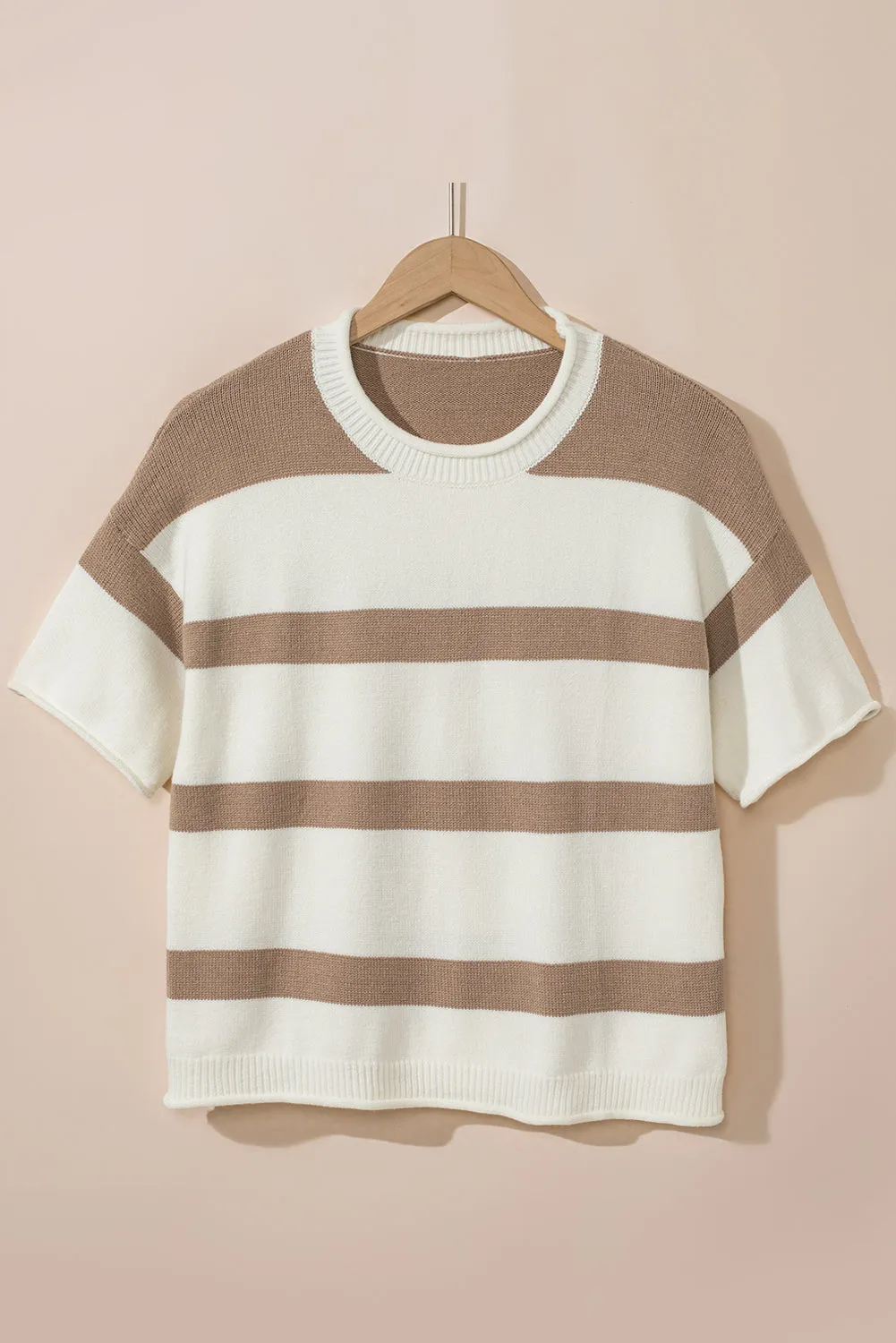 Pink Stripe Drop Sleeve Lightweight Knitted Top