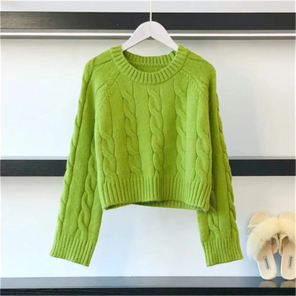 Pre Order:  Solid Casual Crop Knitted Sweater