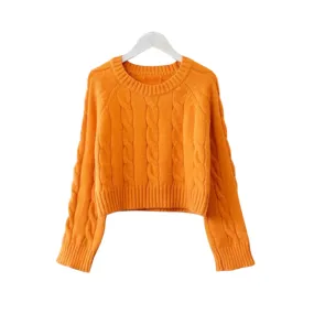 Pre Order:  Solid Casual Crop Knitted Sweater