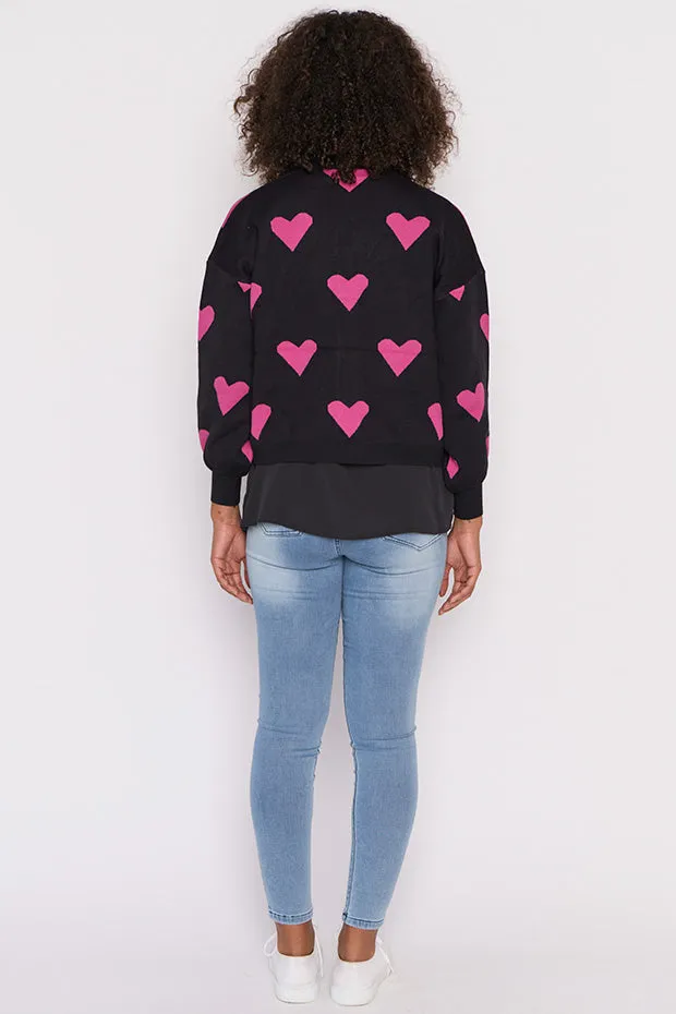 Queen of Hearts Black & Pink Cardi