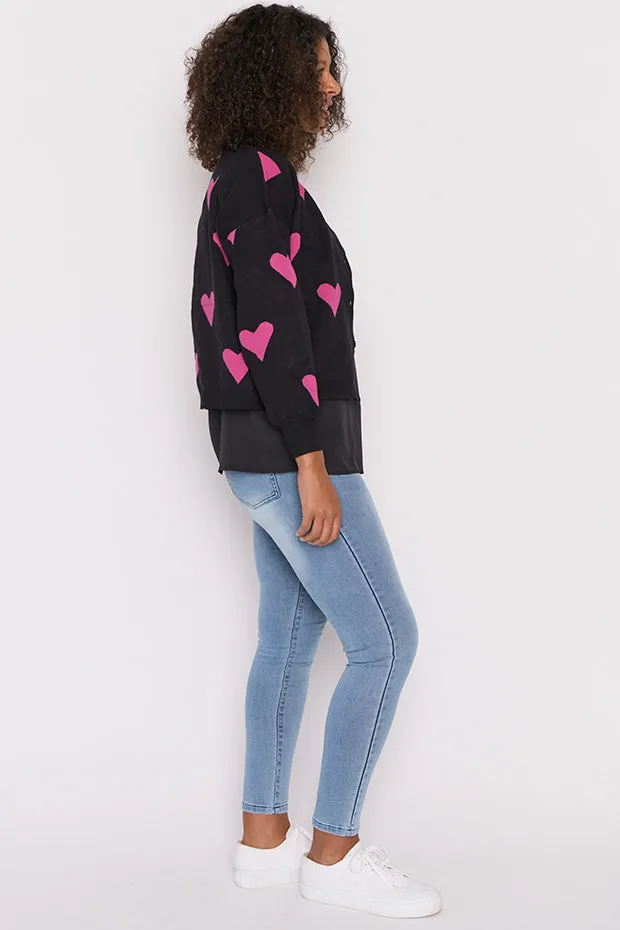 Queen of Hearts Black & Pink Cardi