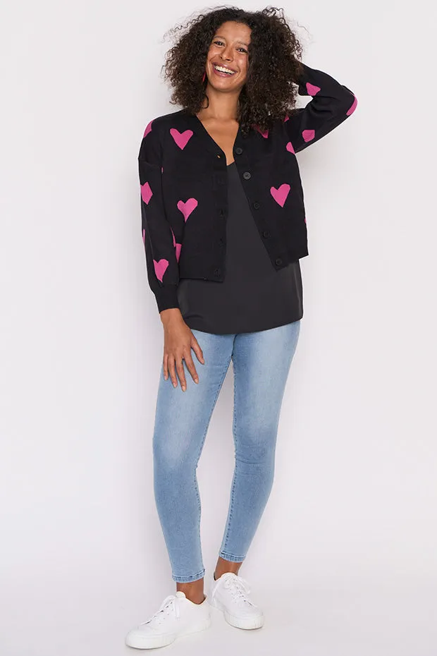 Queen of Hearts Black & Pink Cardi