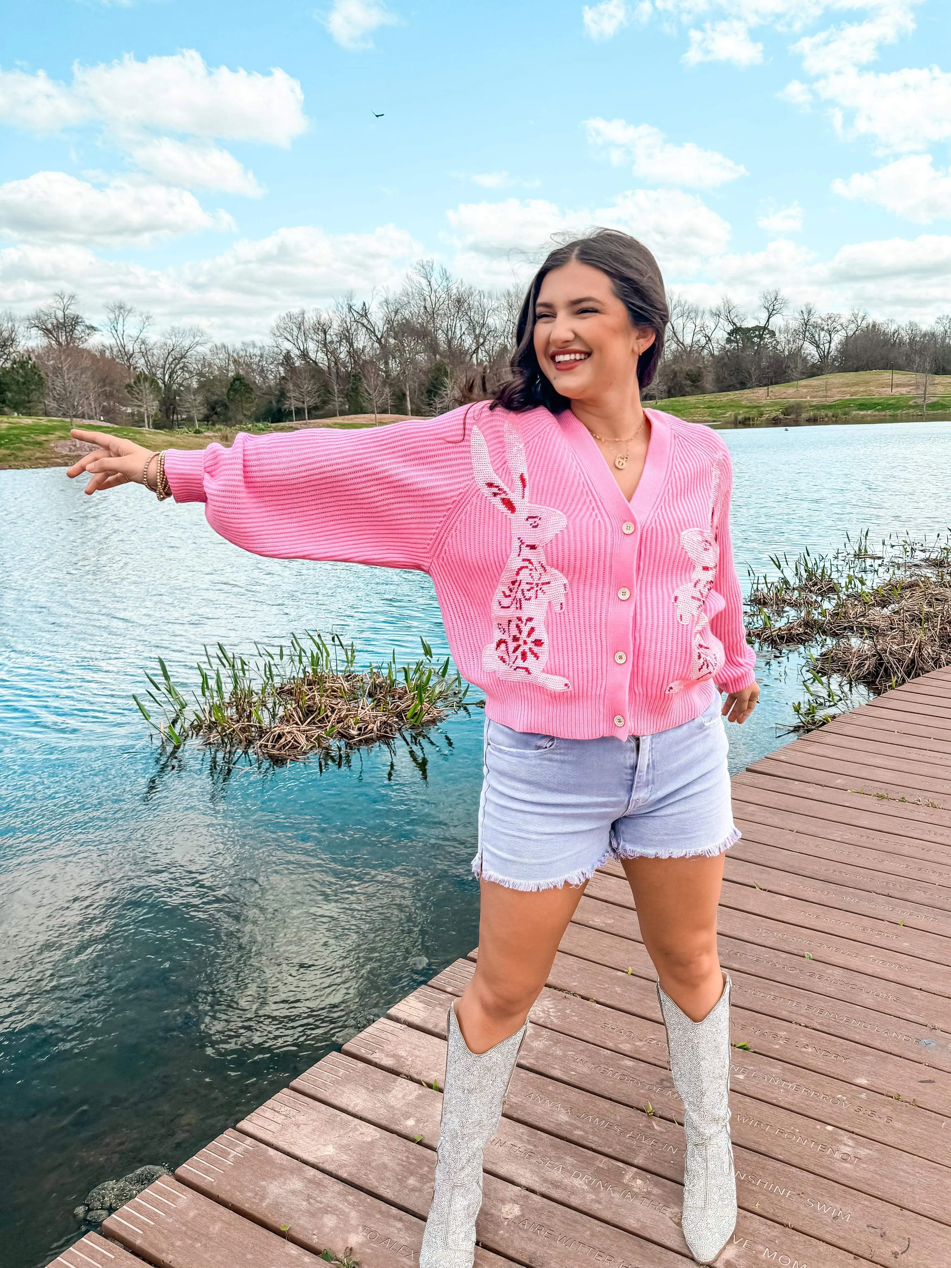 Queen Of Sparkles Pink Bunny Cardigan