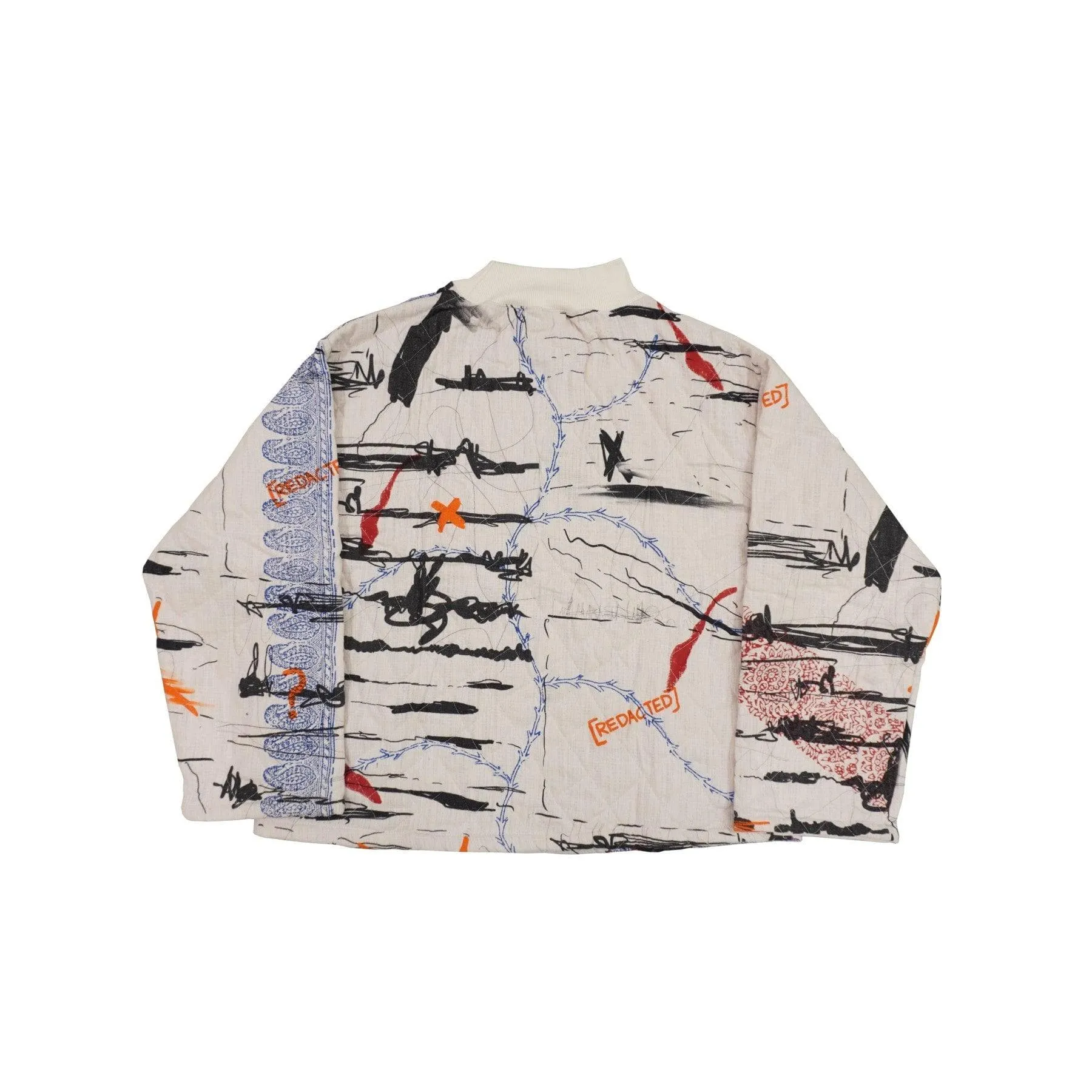 Quilted Block-Print Mixed Media Top