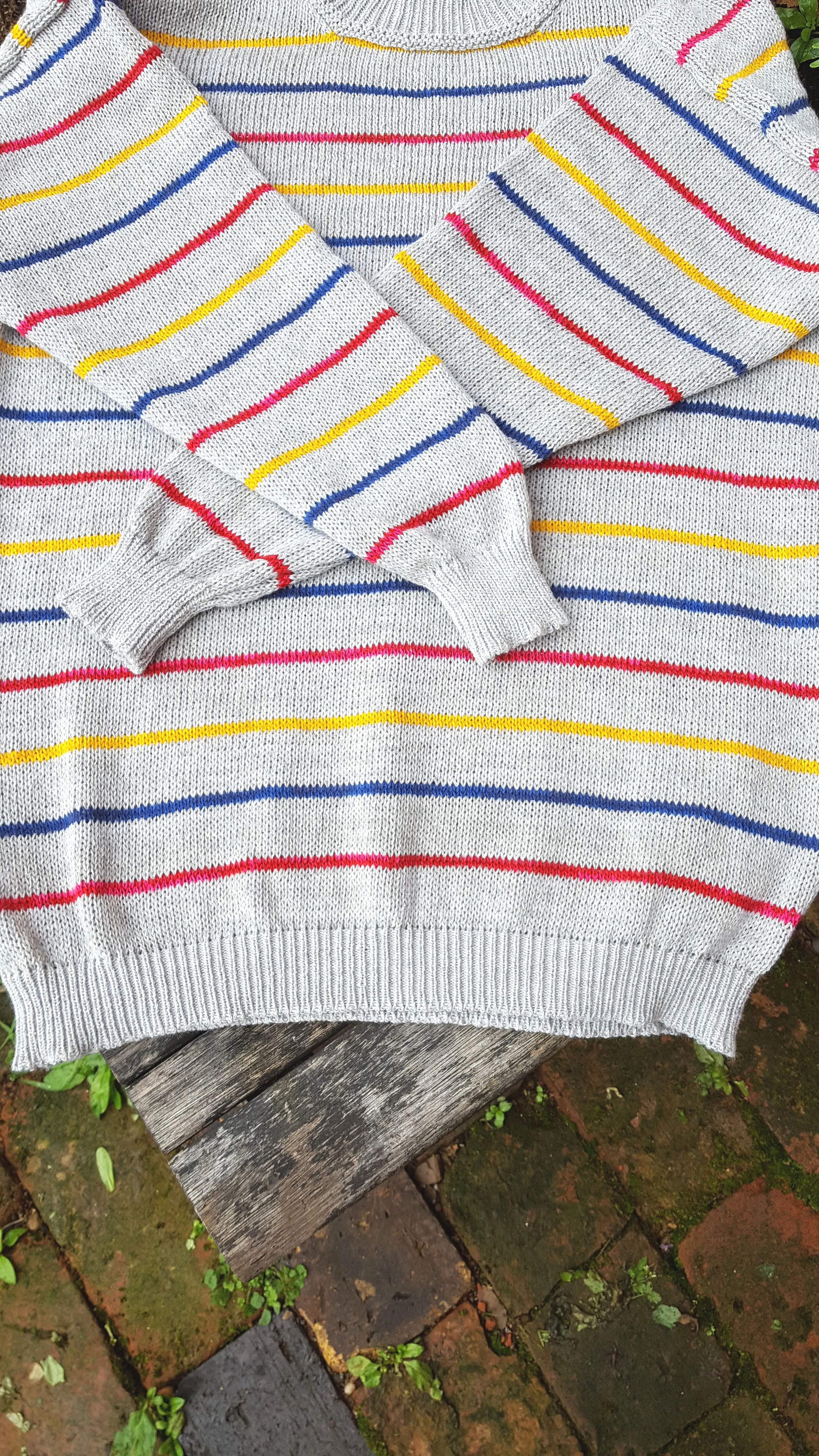 "Connor" a "Boyfriend Jumper" Unisex sweater grey and primary stripes