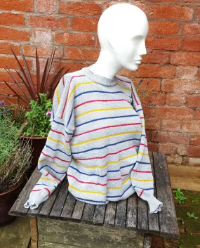 "Connor" a "Boyfriend Jumper" Unisex sweater grey and primary stripes