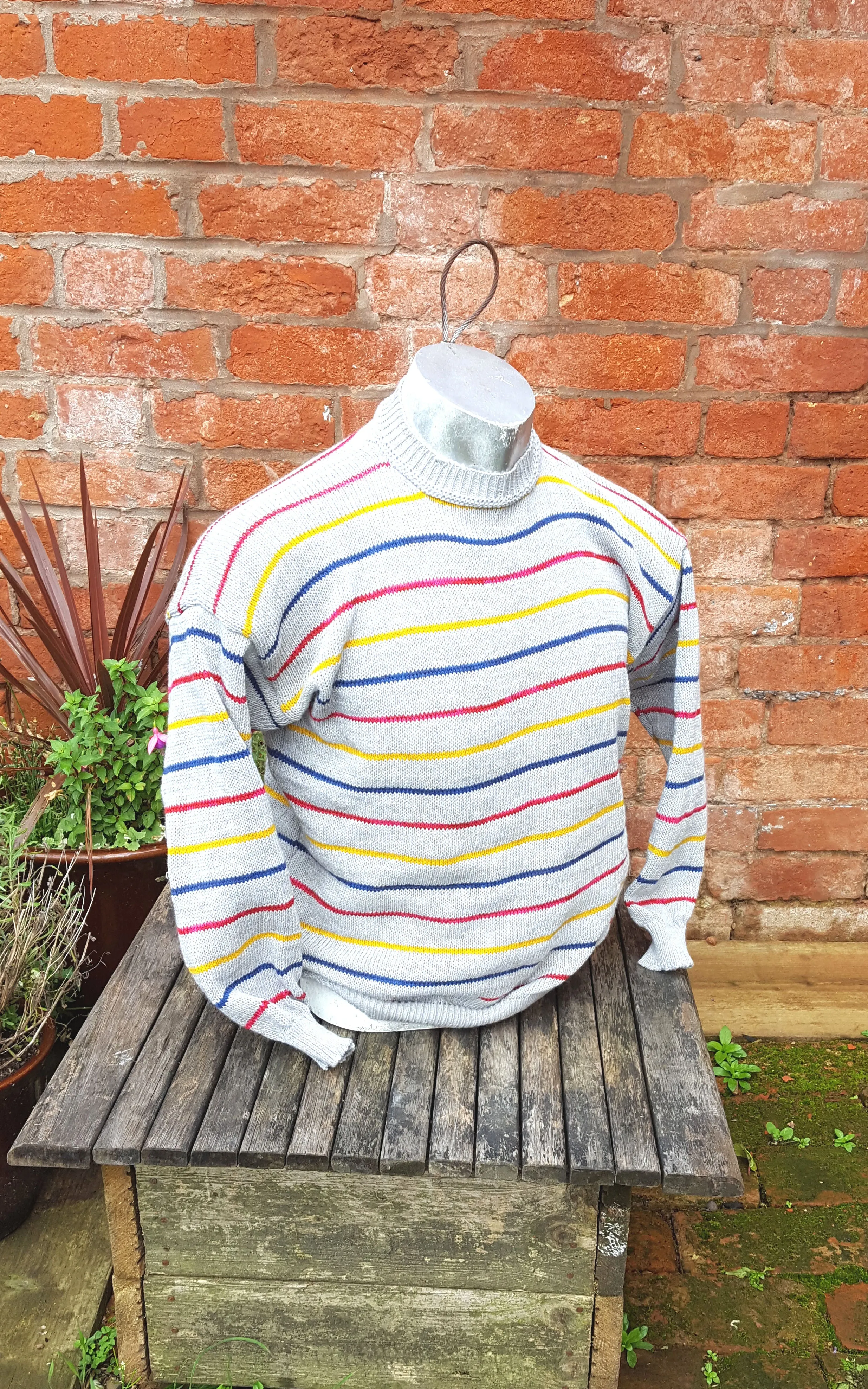 "Connor" a "Boyfriend Jumper" Unisex sweater grey and primary stripes