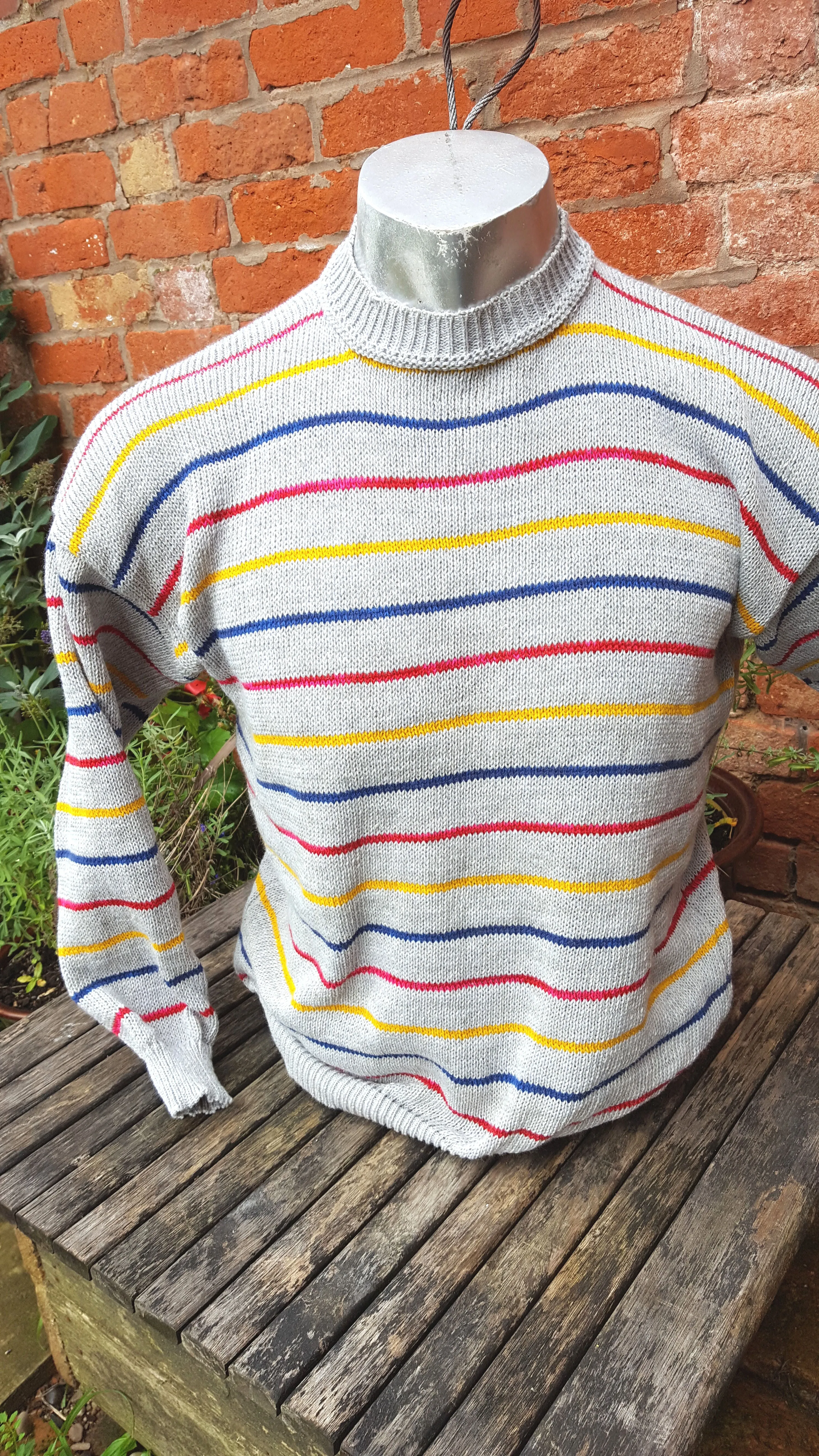 "Connor" a "Boyfriend Jumper" Unisex sweater grey and primary stripes