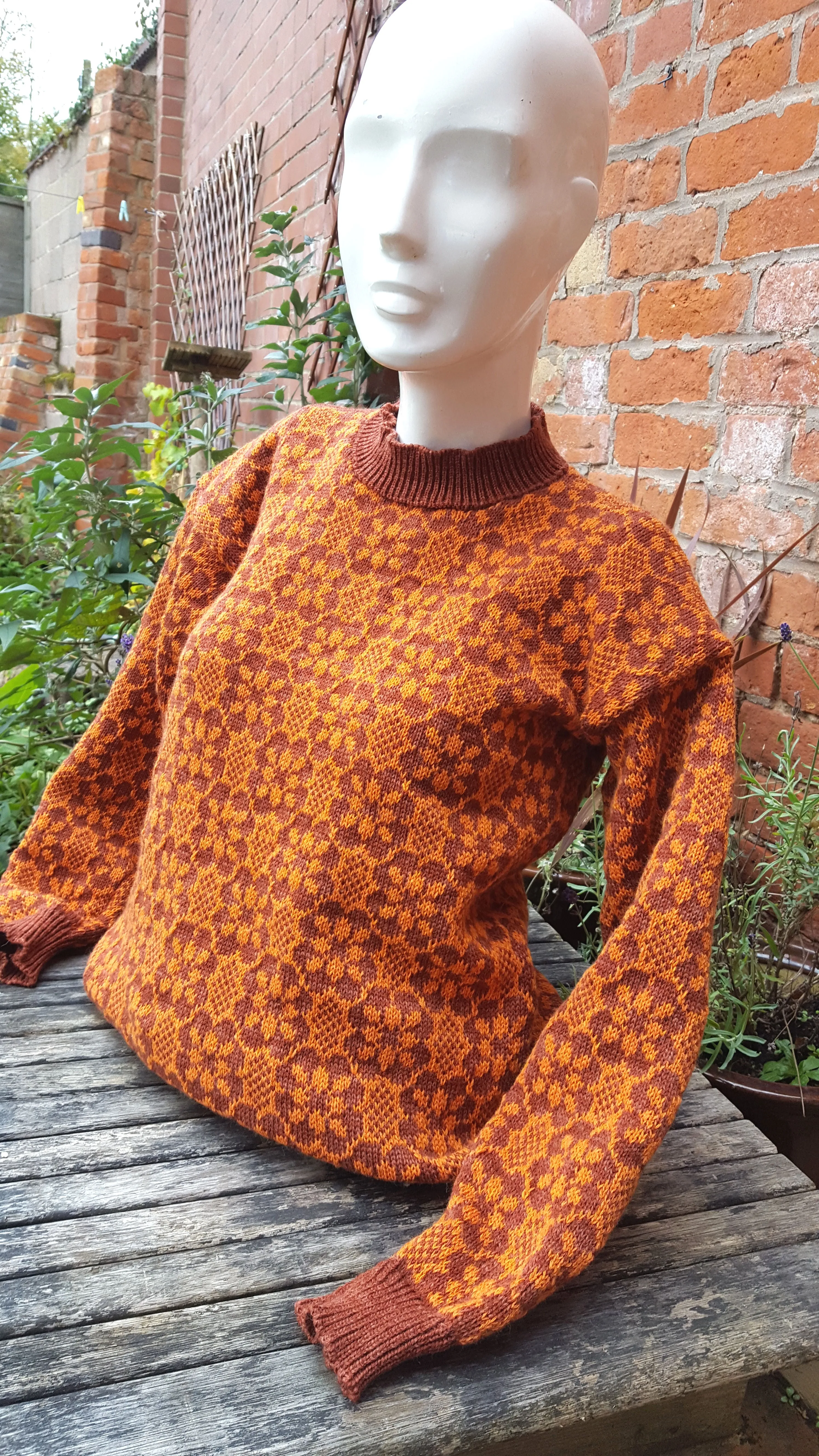 "Dougal" a"Boyfriend Sweater" crew neck with all over fair isle pattern in  retro colours