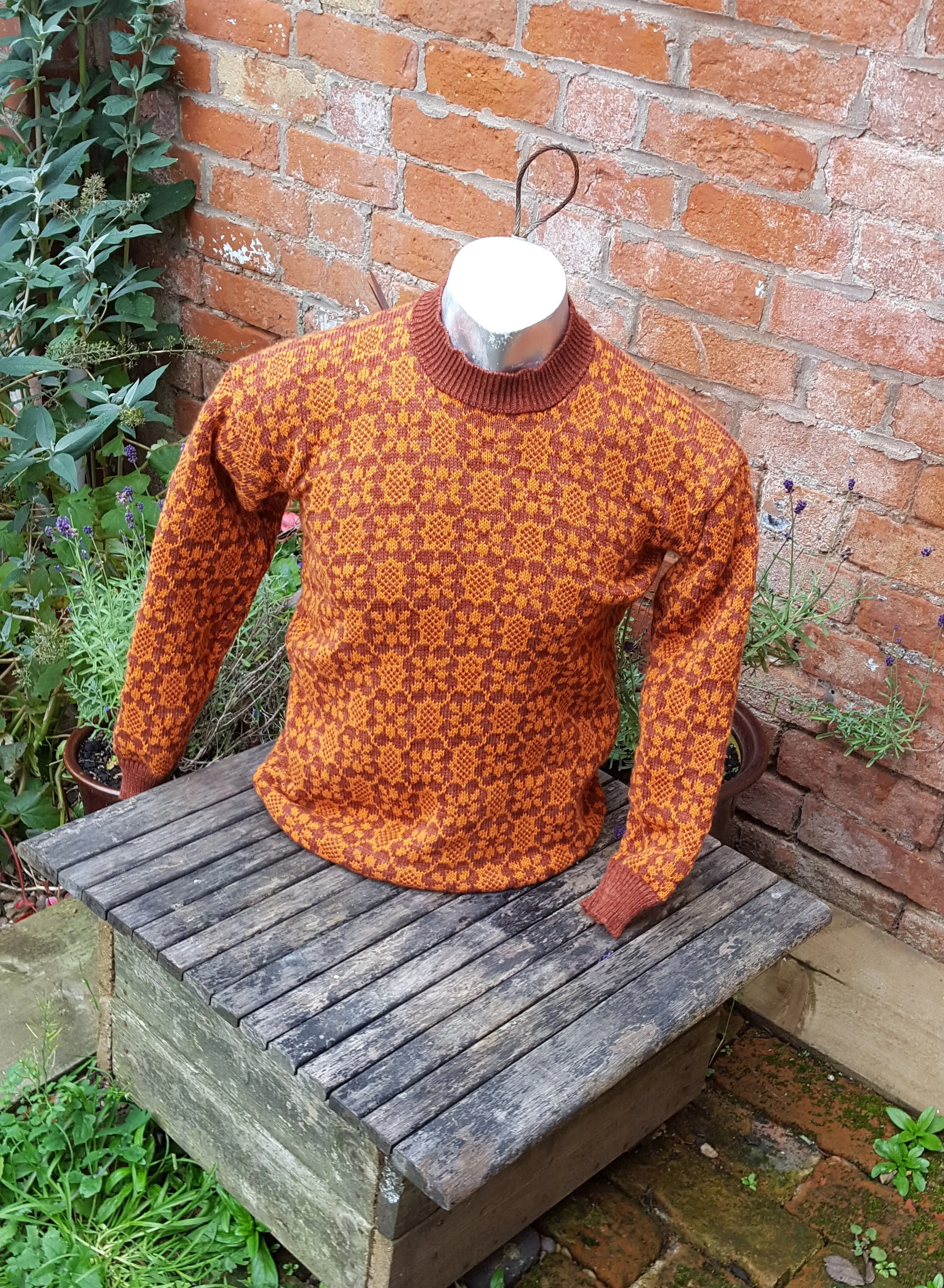 "Dougal" a"Boyfriend Sweater" crew neck with all over fair isle pattern in  retro colours