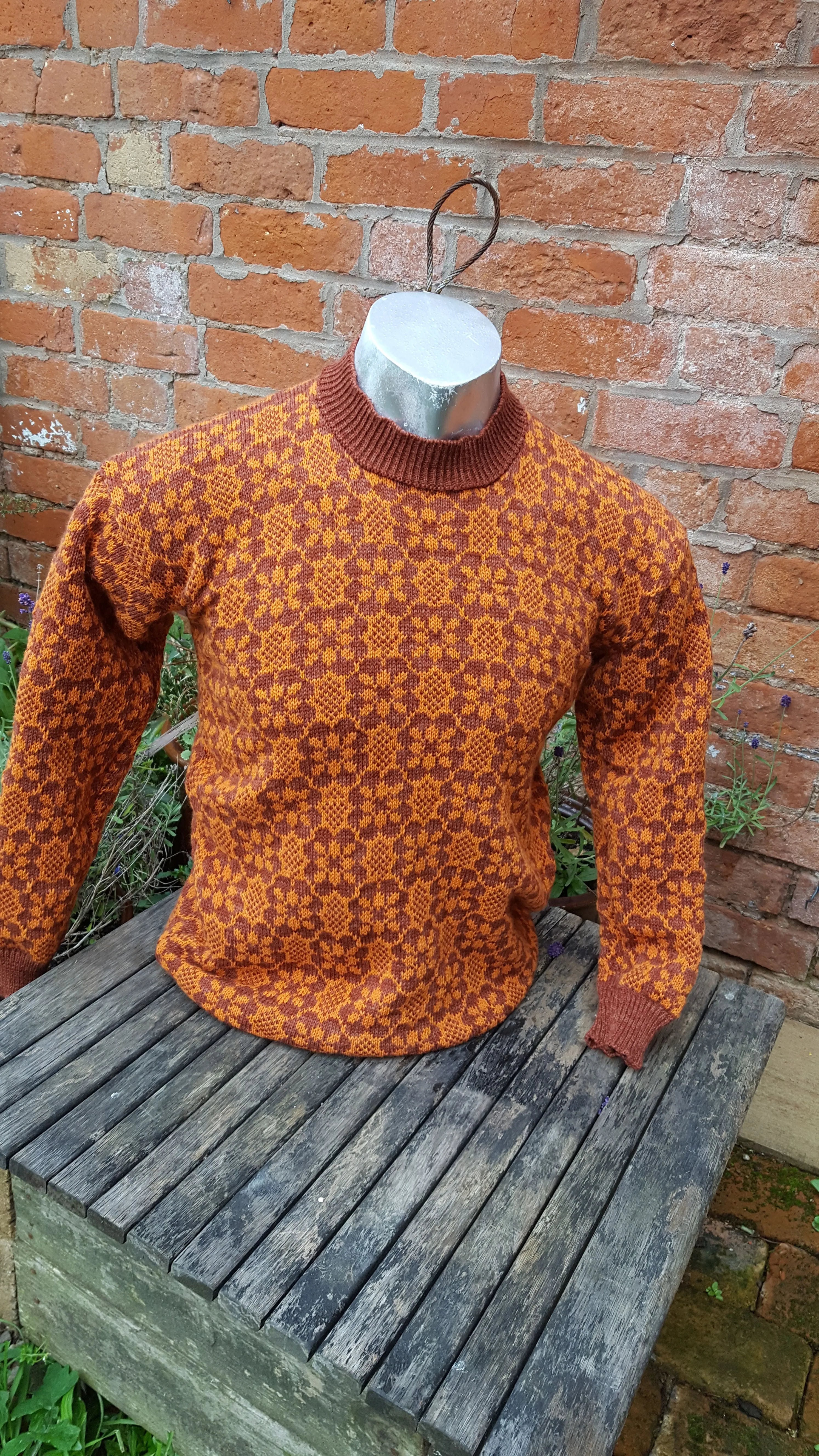 "Dougal" a"Boyfriend Sweater" crew neck with all over fair isle pattern in  retro colours