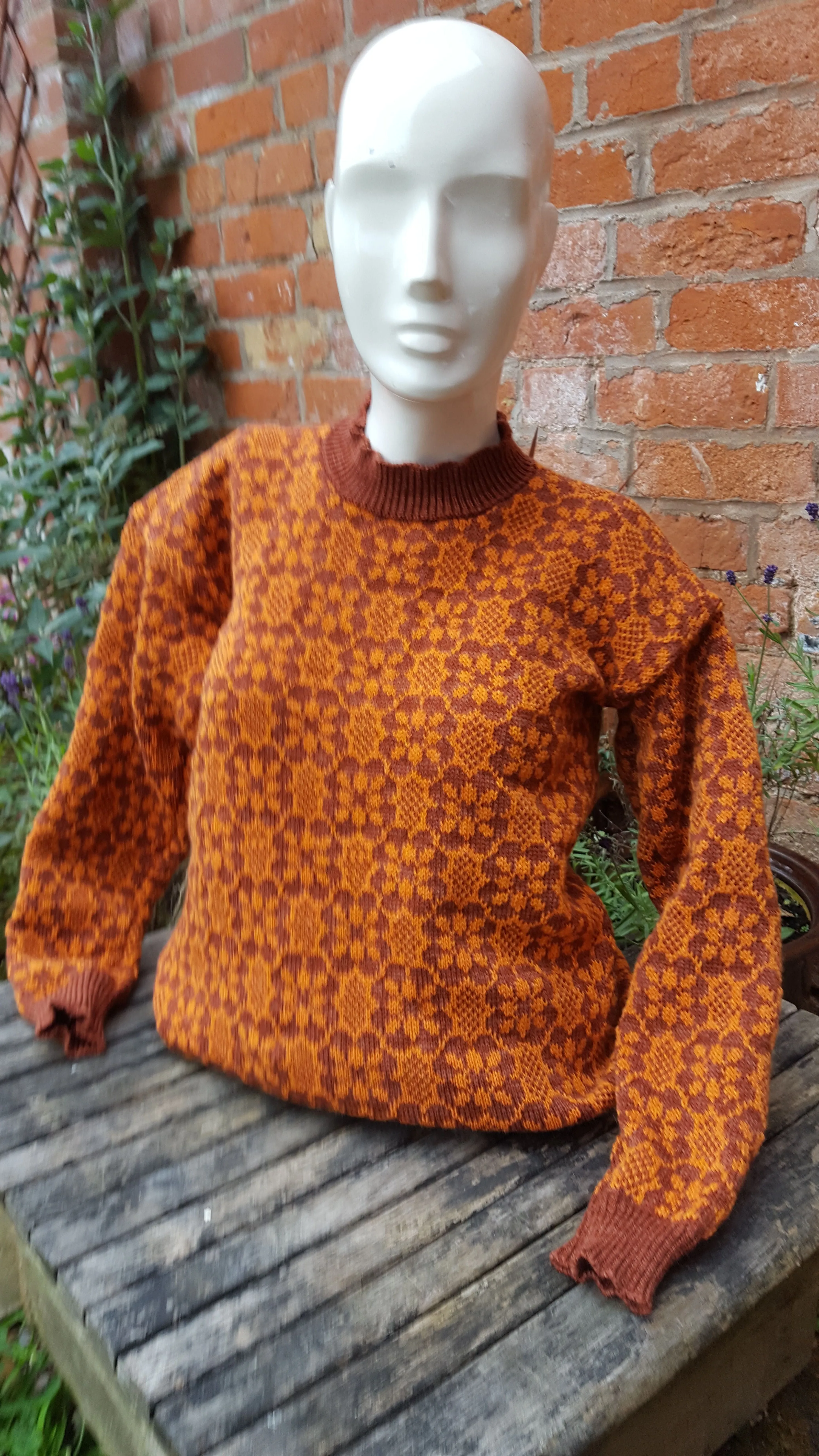 "Dougal" a"Boyfriend Sweater" crew neck with all over fair isle pattern in  retro colours