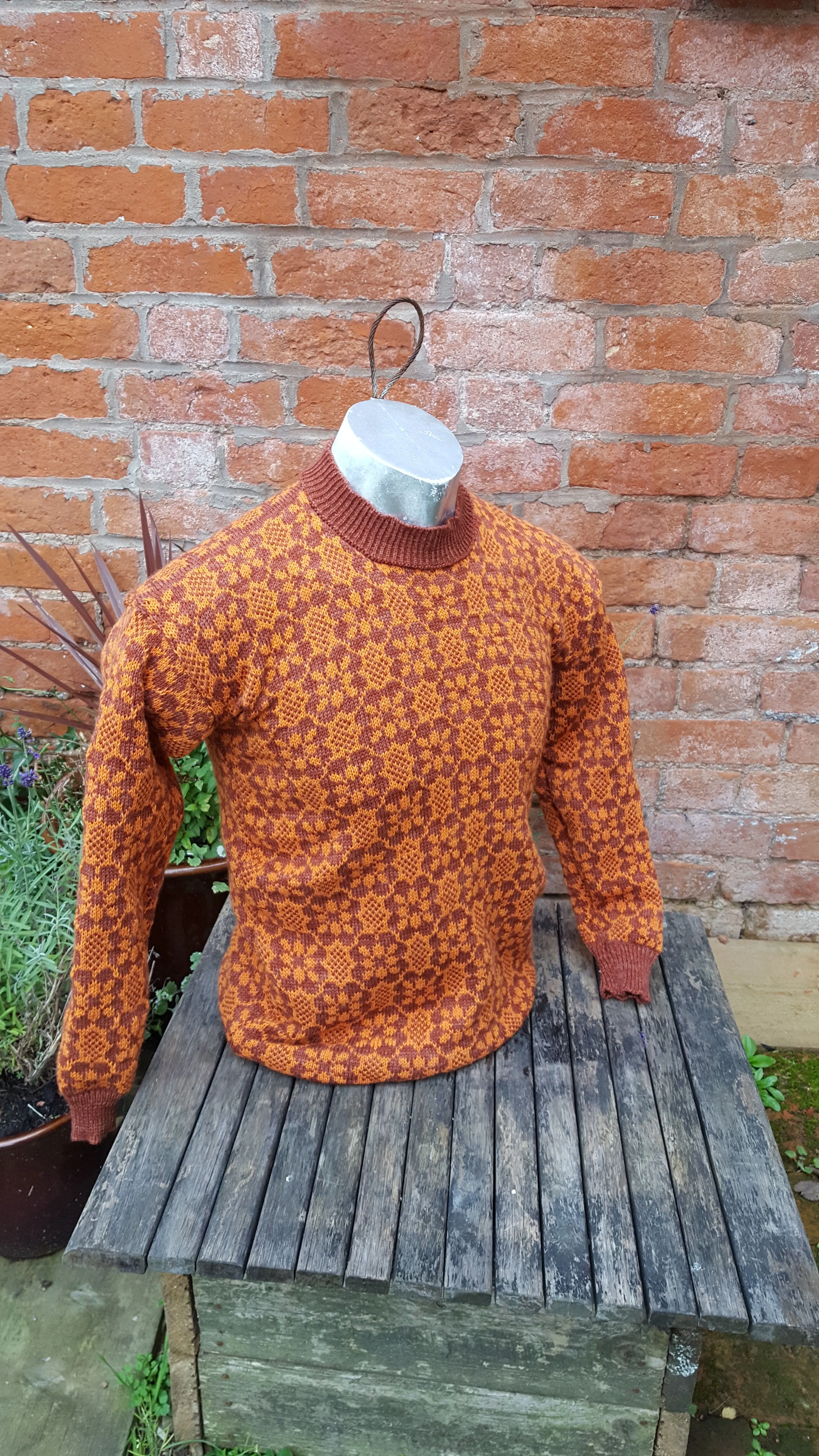 "Dougal" a"Boyfriend Sweater" crew neck with all over fair isle pattern in  retro colours