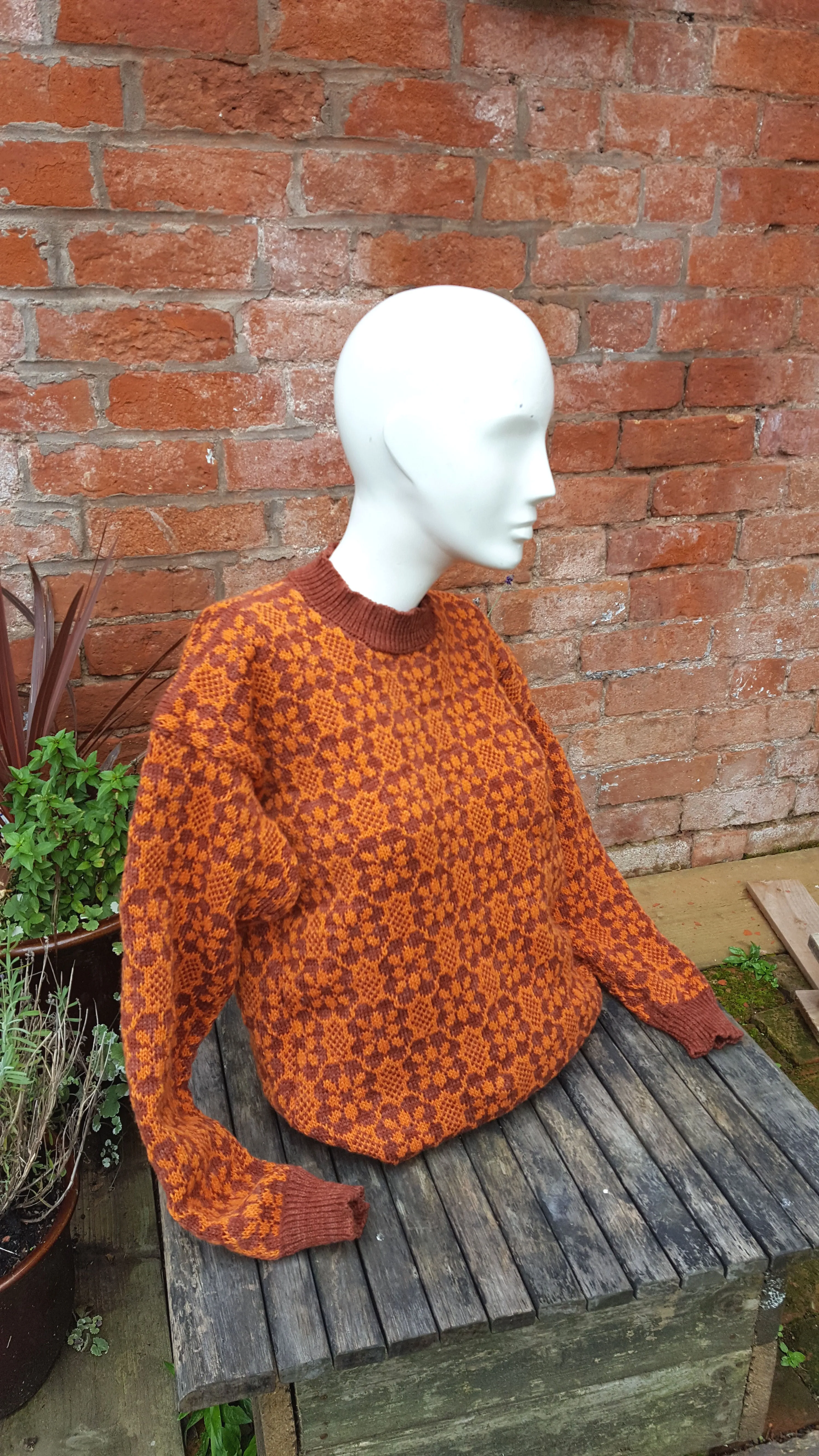 "Dougal" a"Boyfriend Sweater" crew neck with all over fair isle pattern in  retro colours