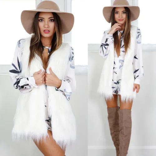 "Sweet Dreams" open front cardigan faux fur vest coat