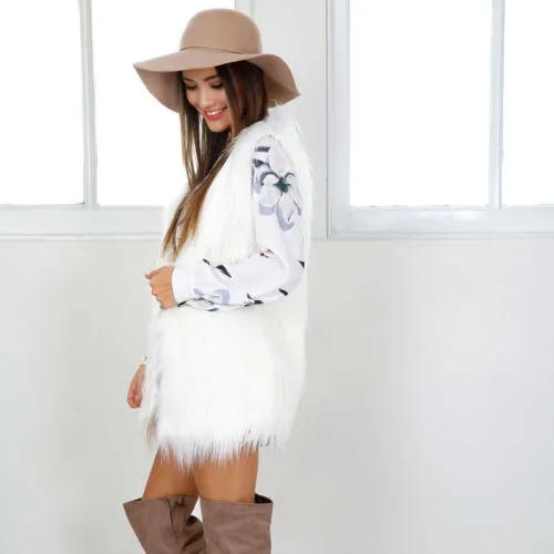 "Sweet Dreams" open front cardigan faux fur vest coat