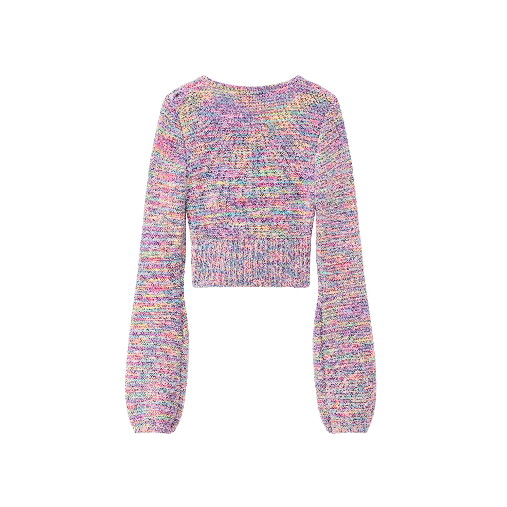 Rainbow V-Neck Long Sleeve Crop Knit Sweater