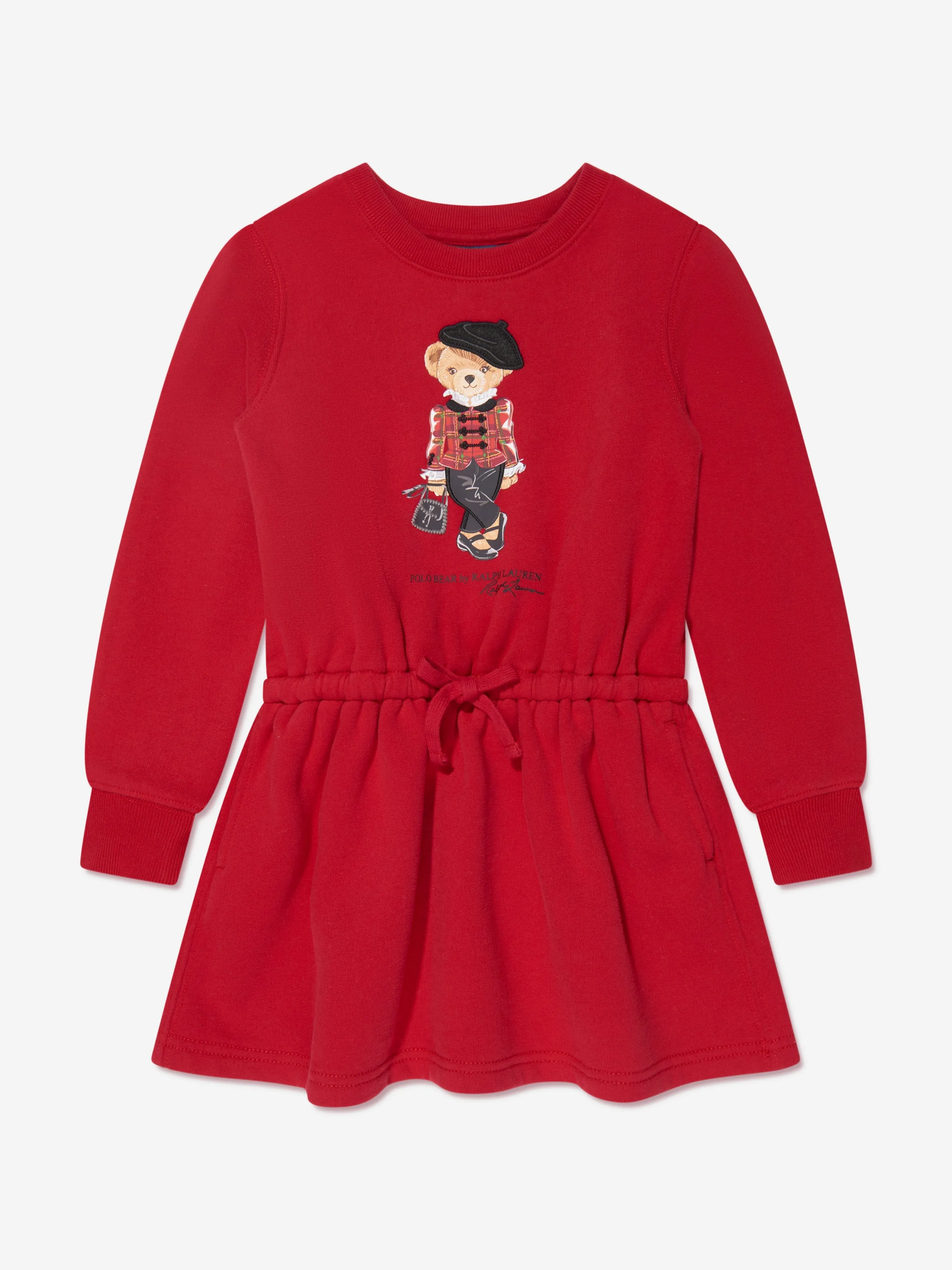 Ralph Lauren Girls Bear Sweater Dress in Red