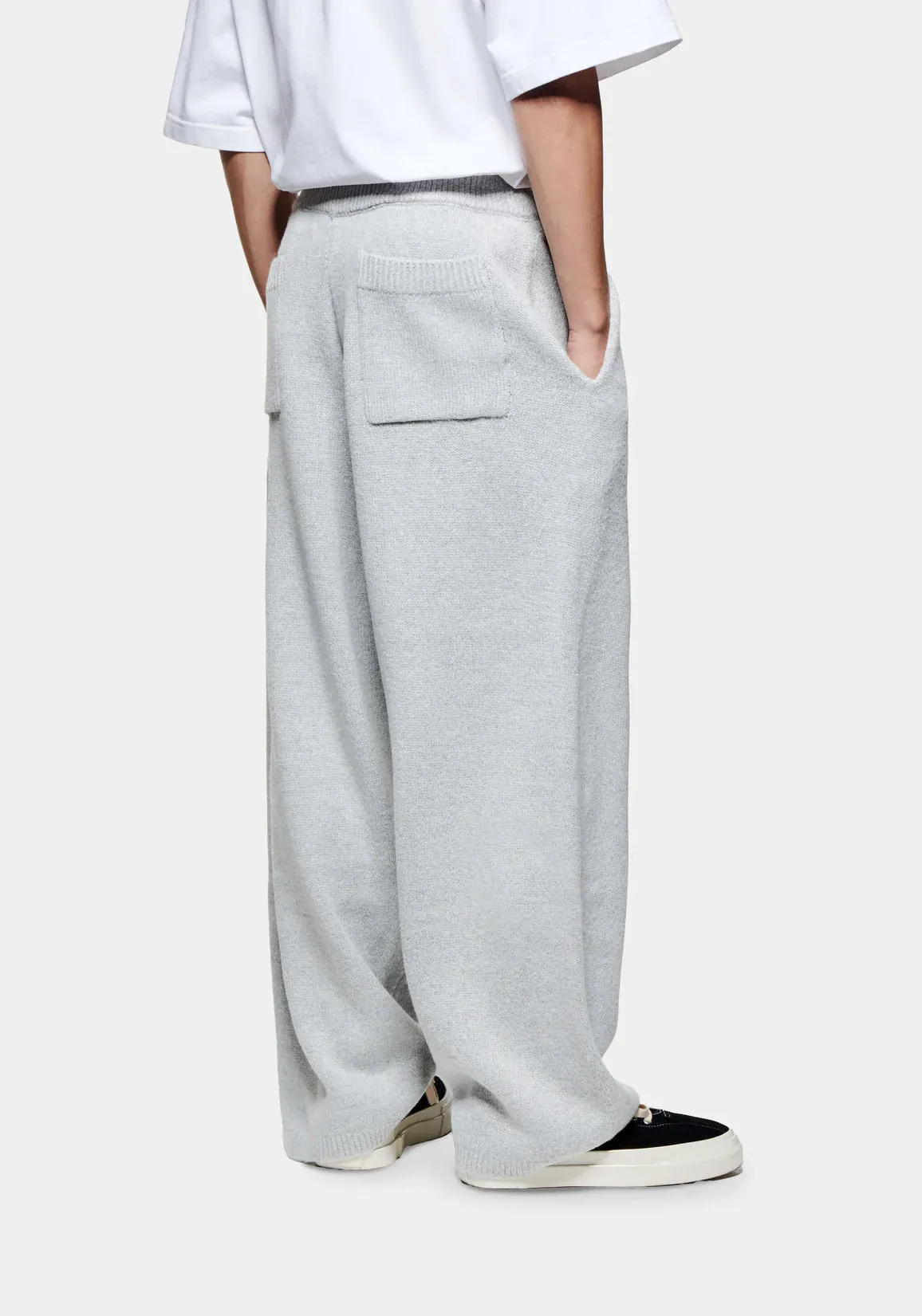 Relaxed Fit Mohair Blend Knit Wide Leg Joggers