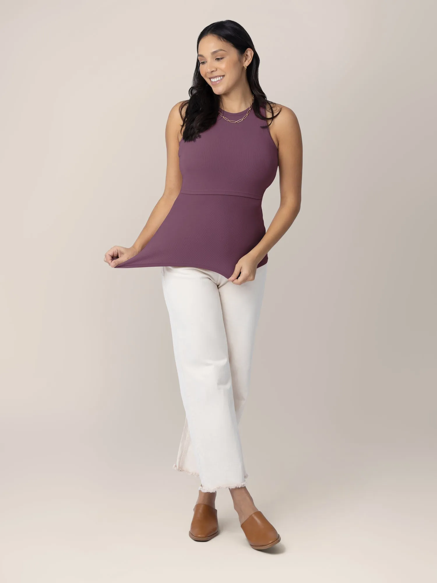 Ribbed Bamboo Racerback Nursing Tank | Burgundy Plum