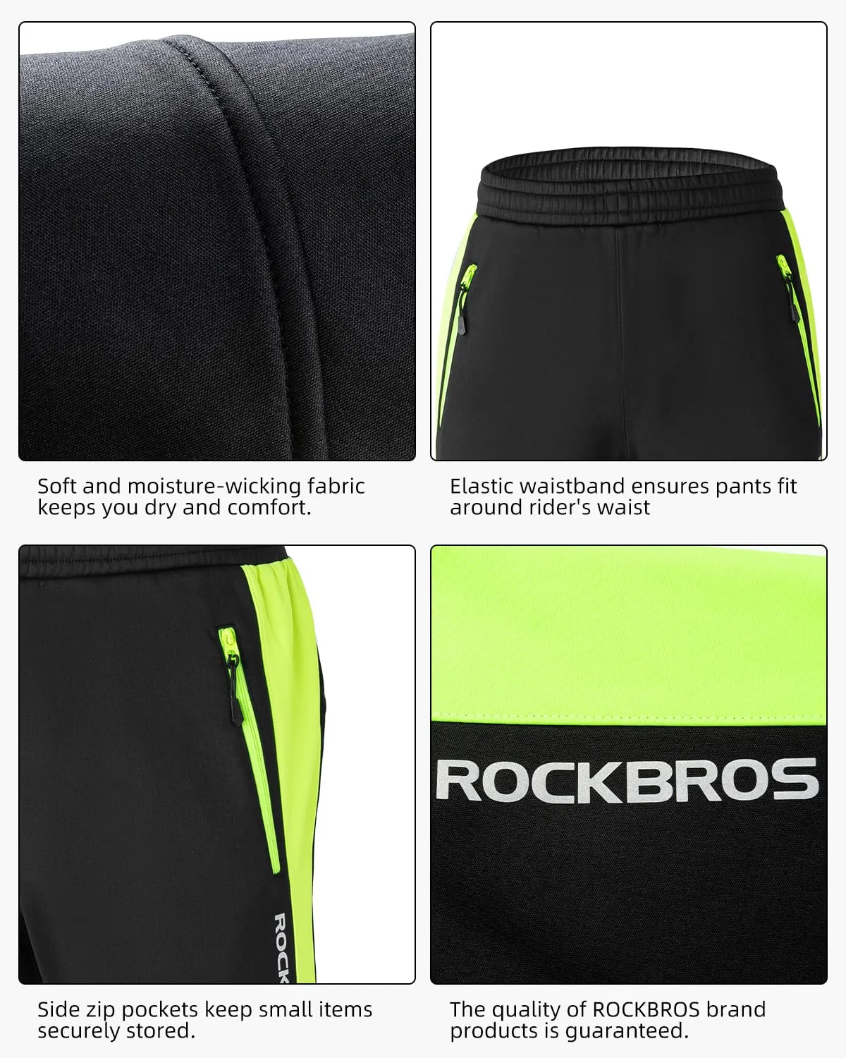 ROCKBROS Men’s Windproof Winter Cycling Pants warmth fleece-lined for  outdoor hiking