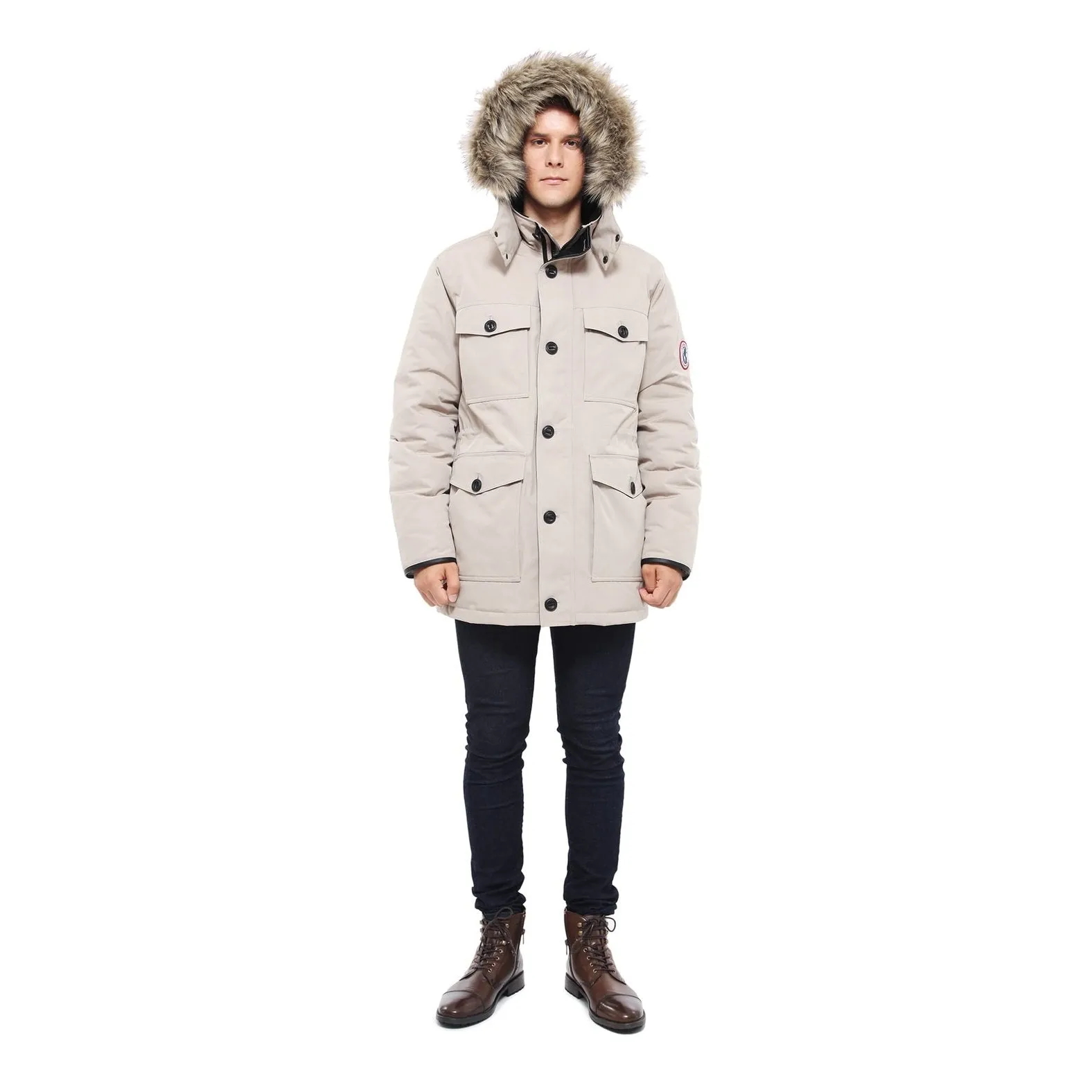 Rokka&Rolla Men's Parka Warm Winter Coat with Faux Fur Hood Jacket