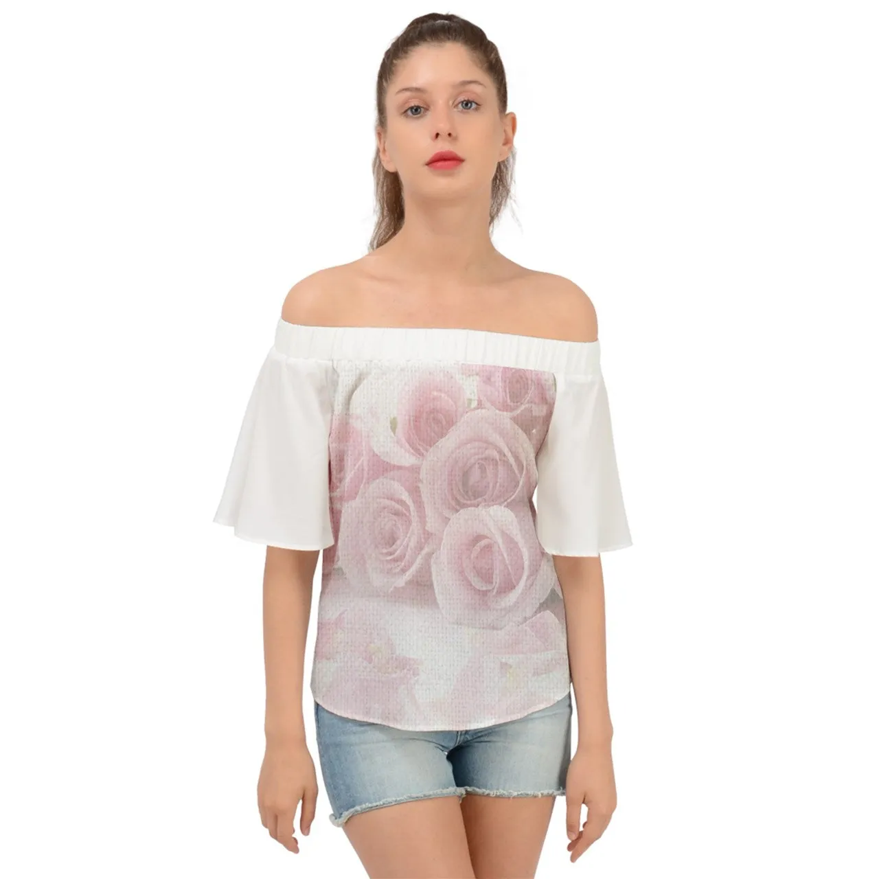 rose_2 Off Shoulder Short Sleeve Top