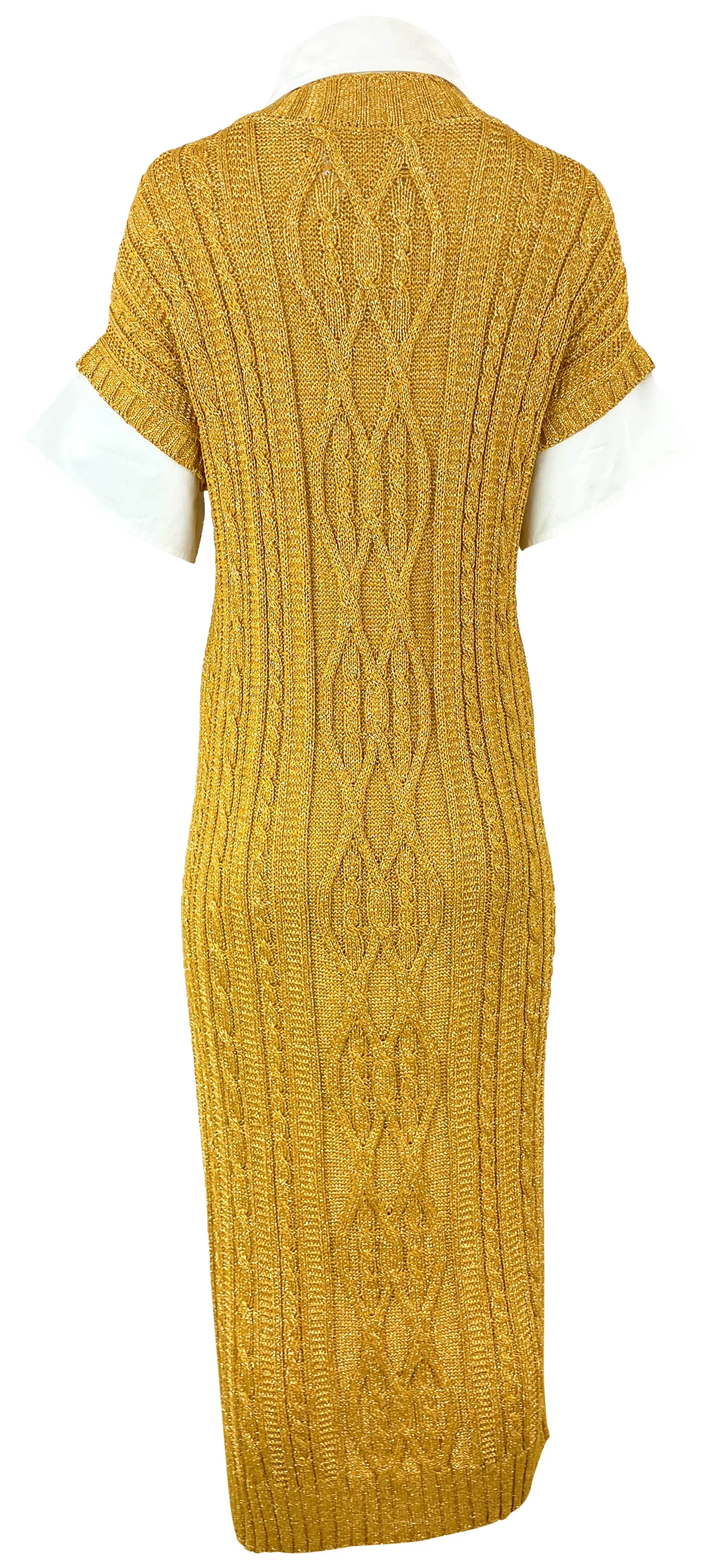 Rosie Assoulin Lurex Sweater Dress in Gold