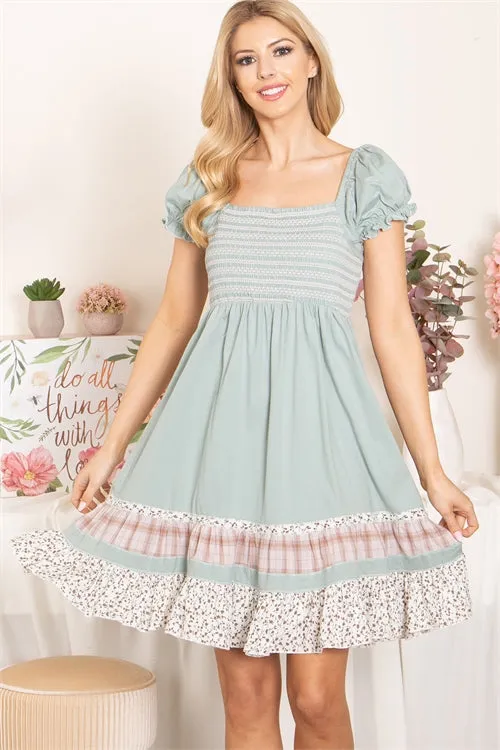 Sage Green Smocked Dress