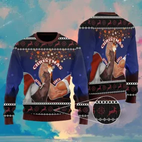 Santa And Jesus Christmas Ugly Christmas Sweater For Men & Women - Jesus Christ Sweater