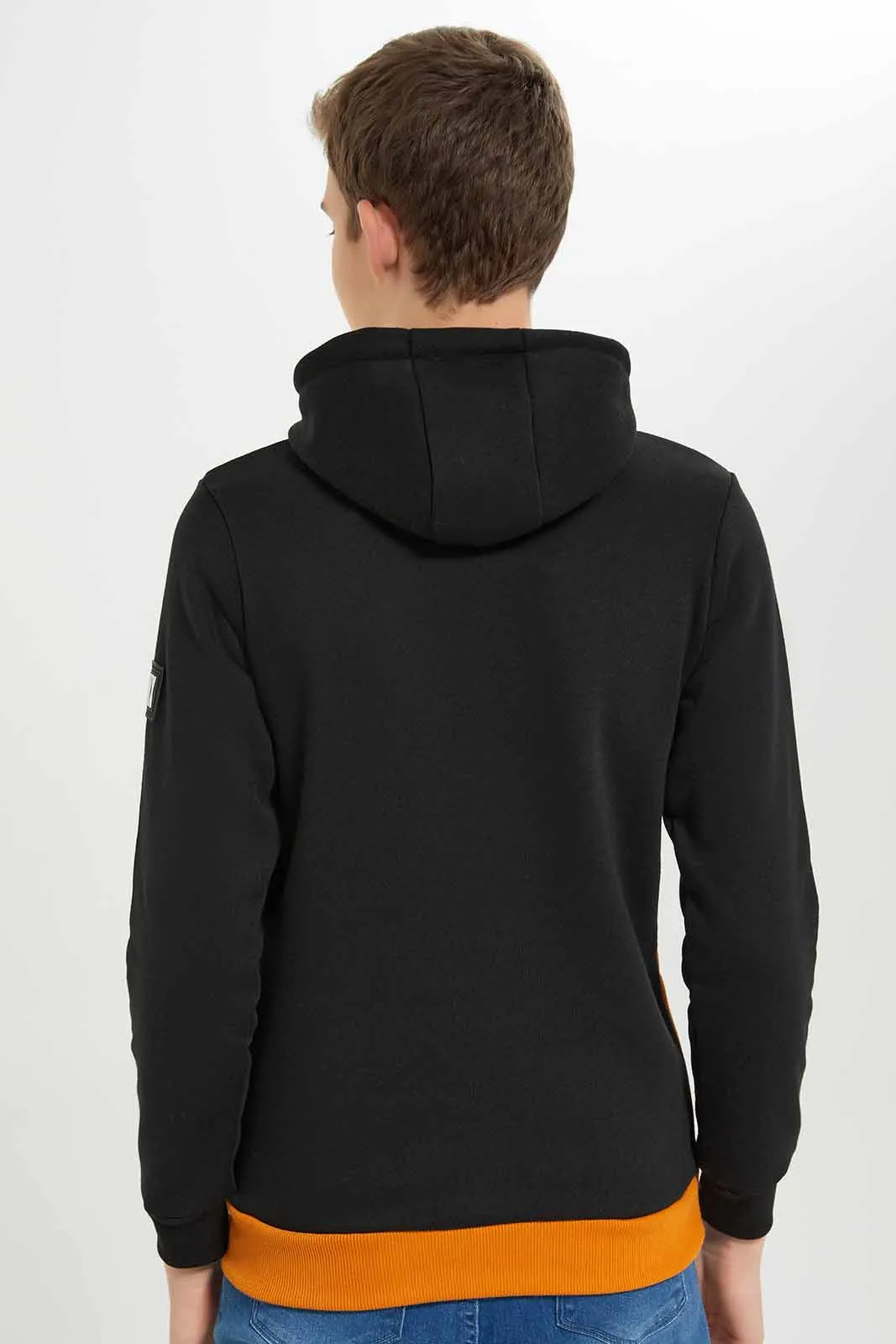 Senior Boys Black And Mustard Embellished Sweatshirt